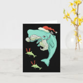 Grappig Vrolijk Kerstfeest Ocean Whale Santa Claus Kaart (Gele Bloem)