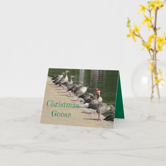 Grappig Vrolijk Kerstgans Wenskaart Kaart (Gele Bloem)