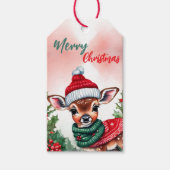 Grappig Vrolijk Kerstkrans Schattige Fawn Deer San Cadeaulabel (Voorkant)