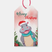 Grappig Vrolijk Kerstkrans Schattige HIPPO santa Cadeaulabel (Achterkant)