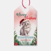 Grappig Vrolijk Kerstkrans Schattige Kattenkatje Cadeaulabel (Achterkant)