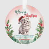 Grappig Vrolijk Kerstkrans Schattige Kattenkatje Ornament (voorkant)