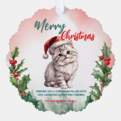 Grappig Vrolijk Kerstkrans Schattige Kattenkatje Ornament Kaart (Voorkant)
