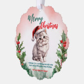 Grappig Vrolijk Kerstkrans Schattige Kattenkatje Ornament Kaart (Links)