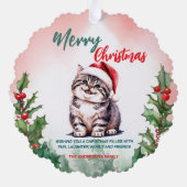 Grappig Vrolijk Kerstkrans Schattige Kattenkatje Ornament Kaart (Achterkant)