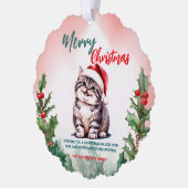 Grappig Vrolijk Kerstkrans Schattige Kattenkatje Ornament Kaart (Links)