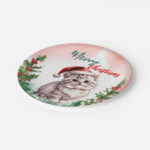 Grappig Vrolijk Kerstkrans Schattige Kattenkatje Papieren Bordje (Gekanteld)