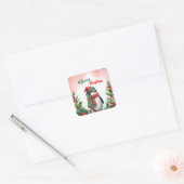 Grappig Vrolijk Kerstkrans Schattigee pinguïn zee Vierkante Sticker (Envelop)