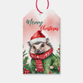 Grappig Vrolijk Kerstkrans Schattigee stekelvarken Cadeaulabel (Voorkant)