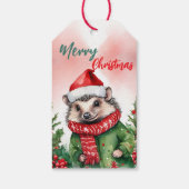 Grappig Vrolijk Kerstkrans Schattigee stekelvarken Cadeaulabel (Achterkant)