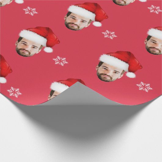 Grappig Vrolijk Kerstmis Custom Santa Face Cadeaupapier (Hoek)
