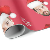 Grappig Vrolijk Kerstmis Custom Santa Face Cadeaupapier (Rol Hoek)