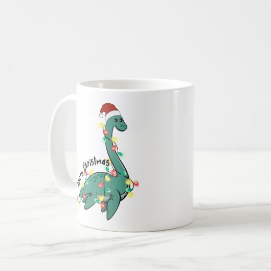 Grappig Vrolijk Kerstmis Lochness Monster Koffiemok (Voorkant links)