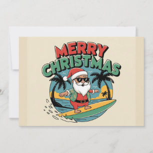 Grappig Vrolijk Kerstsurfen Santa zomervakantie Feestdagenkaart