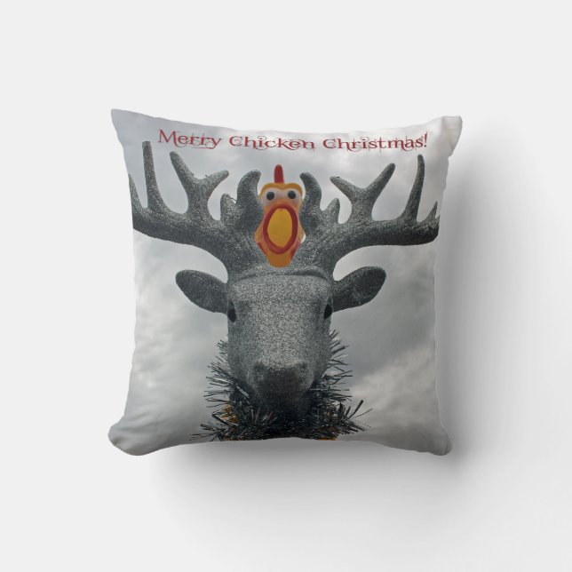Grappig vrolijk kip Kerstkussen! Kussen (Voorkant)