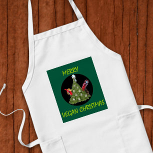 Grappig vrolijk veganistisch kerstfeest voor veget lang schort