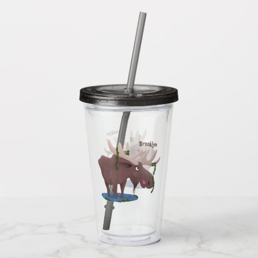 Grappig vrolijke cartoon illustratie acryl drinkbeker (Achterkant)