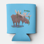 Grappig vrolijke cartoon illustratie blikjeskoeler (Achterkant)