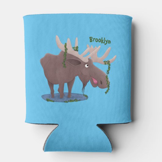 Grappig vrolijke cartoon illustratie blikjeskoeler (Achterkant)