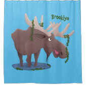 Grappig vrolijke cartoon illustratie douchegordijn (Voorkant)