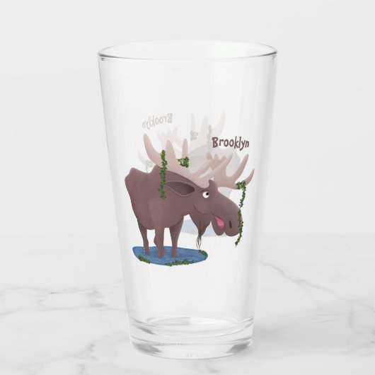 Grappig vrolijke cartoon illustratie glas (Achterkant)