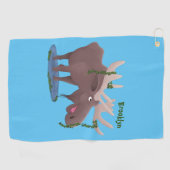 Grappig vrolijke cartoon illustratie golfhanddoek (Horizontaal)