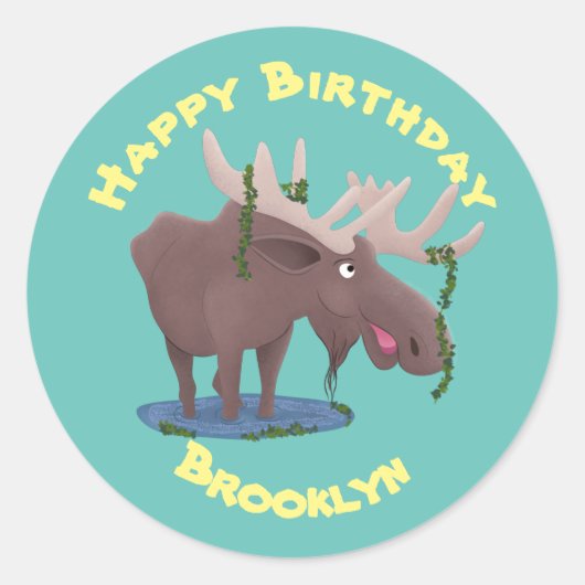 Grappig vrolijke cartoon illustratie klassieke rou ronde sticker (Voorkant)