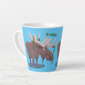 Grappig vrolijke cartoon illustratie latte mok (Linkerhoek)