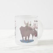 Grappig vrolijke cartoon illustratie matglas koffiemok (Voorkant rechts)