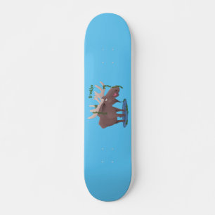 Grappig vrolijke cartoon illustratie persoonlijk skateboard