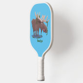 Grappig vrolijke cartoon illustratie pickleball paddle (Links)