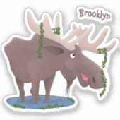 Grappig vrolijke cartoon illustratie sticker (Voorkant)