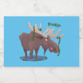 Grappig vrolijke cartoon illustratie voedselcontainer etiket (Enkel label)