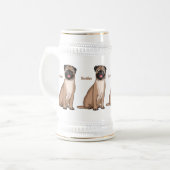 Grappig vrolijke foto van de cartoon bierpul (Voorkant links)