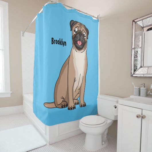 Grappig vrolijke foto van de cartoon douchegordijn (In situ)