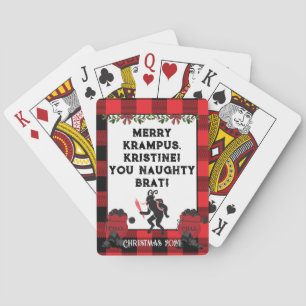 Grappig vrolijke Krampus gepersonaliseerde aangepa Pokerkaarten