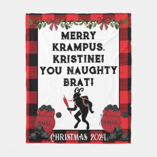 Grappig vrolijke Krampus gepersonaliseerde kerst  Fleece Deken