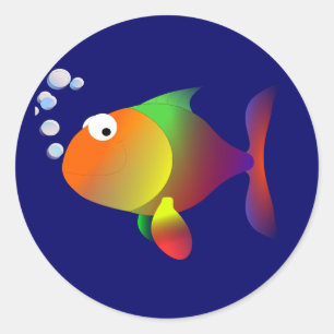 Grappig vrolijke vis ronde sticker