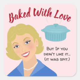 Grappig  vrouw bakken cadeau label
