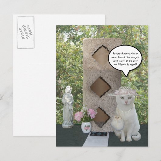 Grappig Vrouw Cat Meme Aankondigingskaart (Voorkant / Achterkant)