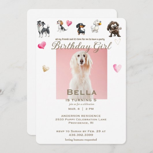 Grappig Vrouw Hond Pet Foto Hart Verjaardagsfeest Kaart (Voorkant / Achterkant)