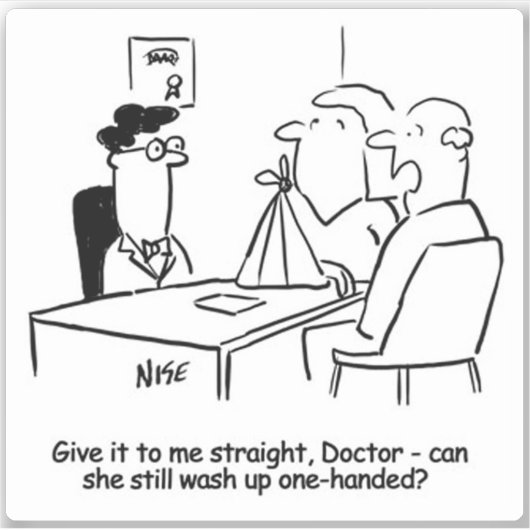 Grappig vrouw met Broken Arm Cartoon. Sticker (Voorkant)