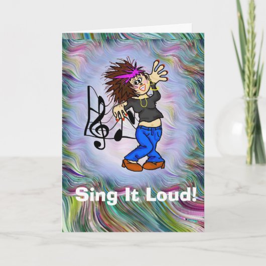 Grappig Vrouw Rock Zanger Verjaardag Kaart (Voorkant)