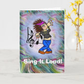 Grappig Vrouw Rock Zanger Verjaardag Kaart (Gele Bloem)