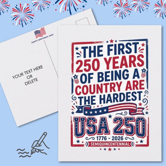 Grappig VS 250 Verjaardag Patriotisch Rood Wit Bla Briefkaart