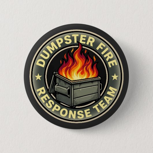 Grappig vuilcontainer brand responsteam ronde button 5,7 cm (Voorkant)