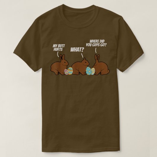 Grappig waar jullie naar Chocolate Bunny Funny zij T-shirt (Design voorkant)