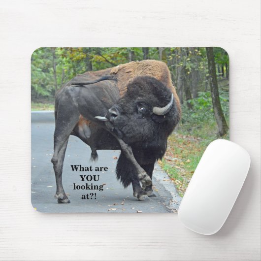 Grappig waar kijk je naar? Bull Bison Muismat (Met muis)