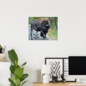 Grappig waar kijk je naar? Bull Bison Poster (Thuiskantoor)