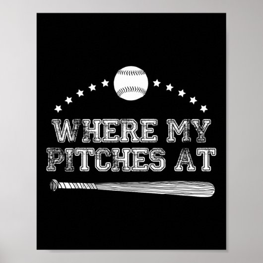 Grappig waar mijn pitches bij Softball Pitcher Gif Poster (Voorkant)